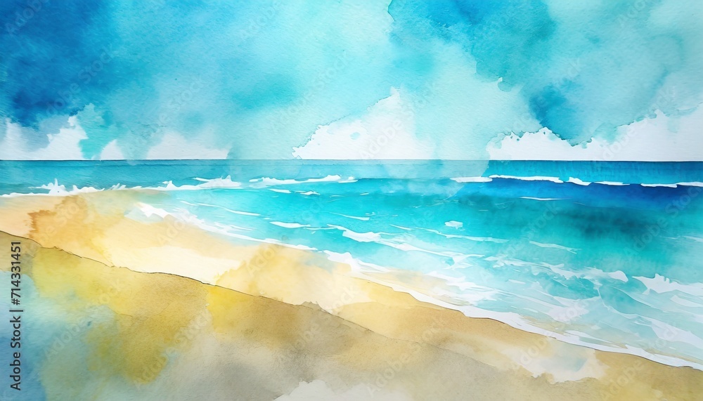 abstract watercolor beach and ocean fresh cheerful and relaxing summer concept positive and healthy tones to background or wallpaper 