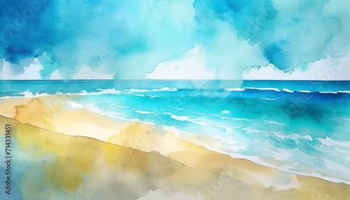 abstract watercolor beach and ocean fresh cheerful and relaxing summer concept positive and healthy tones to background or wallpaper  © Marcelo