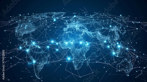Global network connection. Big data analytics and business concept  world map point and line composition concept of global business  digital connection technology  e-commerce  social network