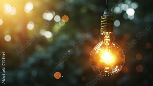 Hanging lightbulb with glowing Patent concept