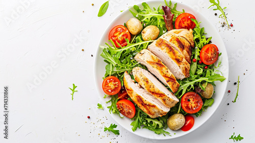 Chicken fillet with salad. Healthy food, keto diet, diet lunch concept. Ai Generative
