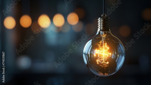 Hanging lightbulb with glowing Patent concept