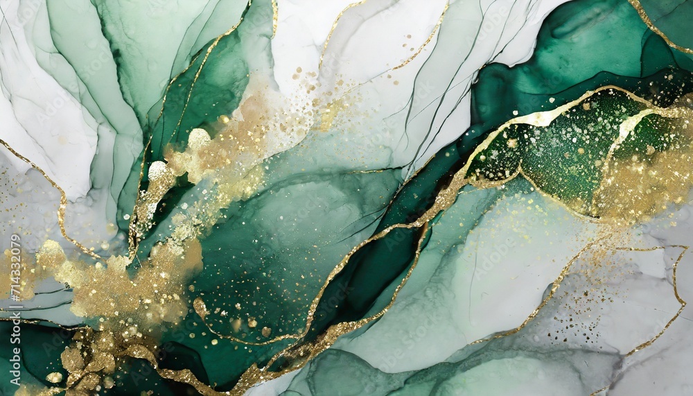 marble texture with abstract green white glitter and gold background ...