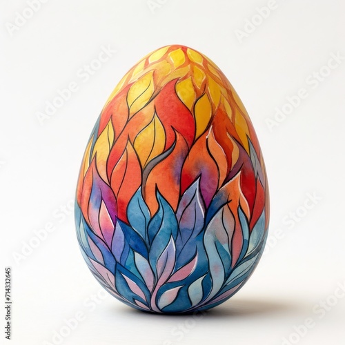 Vibrant Easter Egg with Easter Bonfire Pattern AI Generated