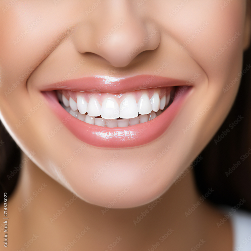 dental care concept for dentists and orthodontist - close up of a woman with a smile and perfect white teeth dental care concept for dentists and orthodontist - close up of a woman with a smile and perfect white teeth