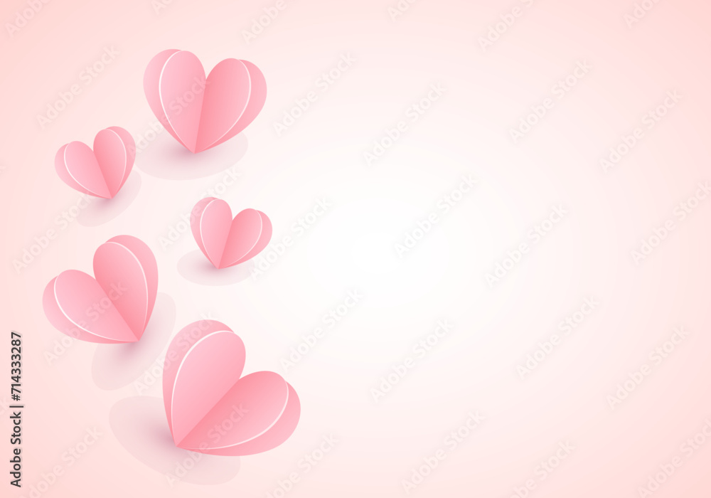 Valentine's Day card with light pink papercut hearts.
