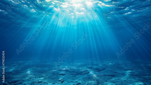 Underwater Ocean - Blue Abyss With Sunlight - Diving And Scuba Background © Orxan