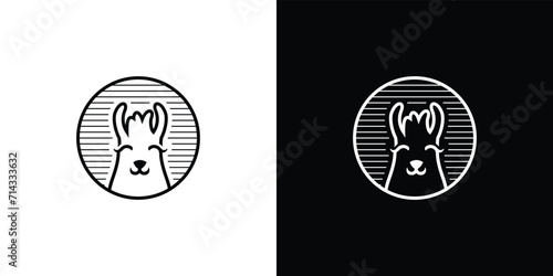 Alpaca logo design template made with lines