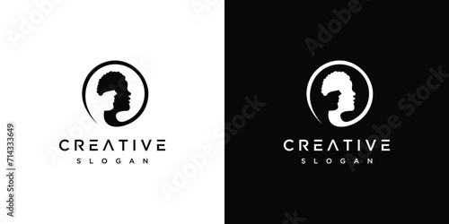 African black woman icon logo vector.