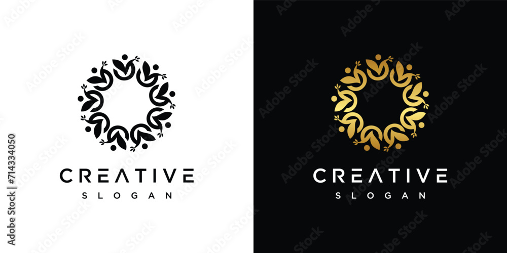 luxury people family and human unity logo template