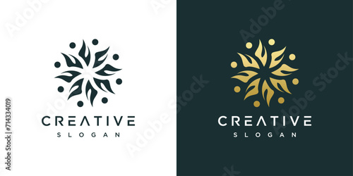 luxury people family and human unity logo template