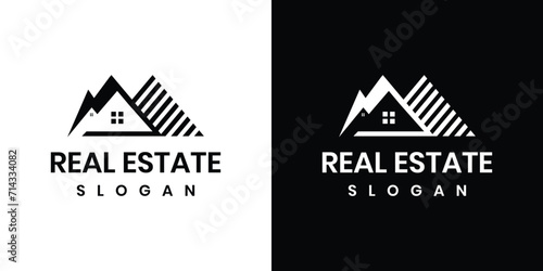 Line real estate house logo. Real estate icon