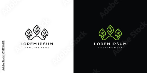 Leaf Logo Design Template. Icon Line Art Vector	
