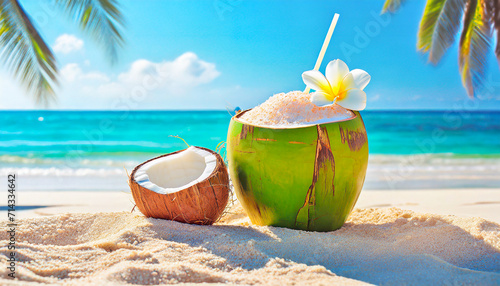 coconut cocktail on the beach
