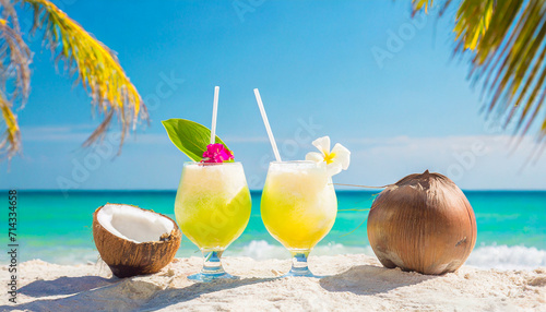 coconut cocktail on the beach