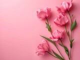 Beautiful Flowers Composition on Pink Background AI Generated