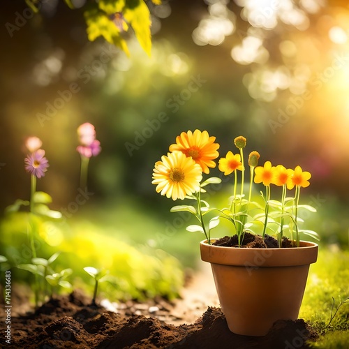 spring flowers in a pot
