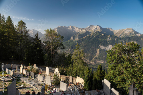 Huez Cemetery in the Alps, France photo