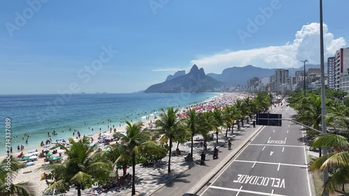 Ipanema Beach At Rio De Janeiro In Rio De Janeiro Brazil. Beach Scenery. Idyllic Travel. Rio De Janeiro Brazil. Tropical Recreation. Ipanema Beach At Rio De Janeiro In Rio De Janeiro Brazil. photo