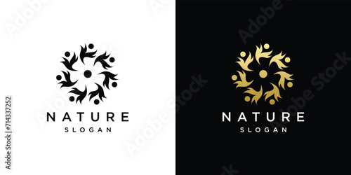 luxury people family and human unity logo template . the people logo is shaped like a flower
