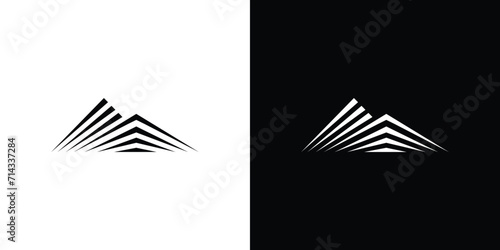 mountain vector logo template made with lines © sang