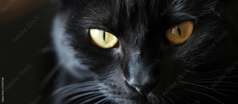 Attractive face of a black cat