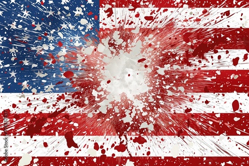 American flag USA Star and stripes exploding