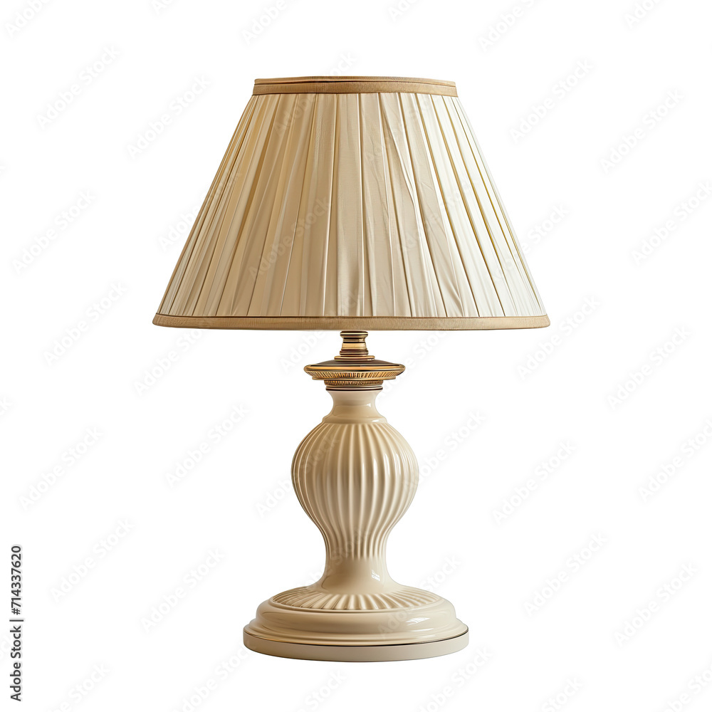 A classic table lamp with a pleated cream shade and ornate ivory base, exuding warmth and elegance. A classic table lamp with a pleated cream shade and ornate ivory base, exuding warmth and elegance.