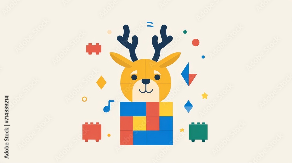 Cartoon Deer With Antlers, Playful and Whimsical Illustration of a Graceful Animal