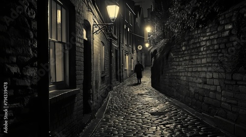A man walks on a narrow and stony street © Ege