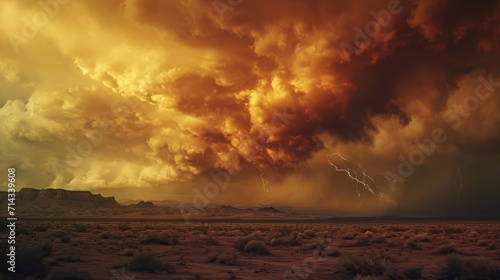 Massive Smoke Cloud and Lightning Illuminate the Sky in Dramatic Display