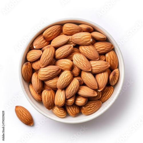 Bowl of Almonds Isolated on...