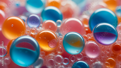 Soap colored foam bubble closeup clean