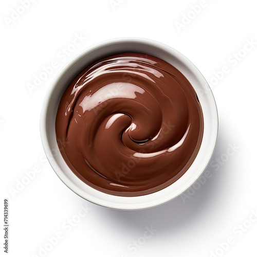 Bowl of Chocolate Sauce Isolated on a White Background 