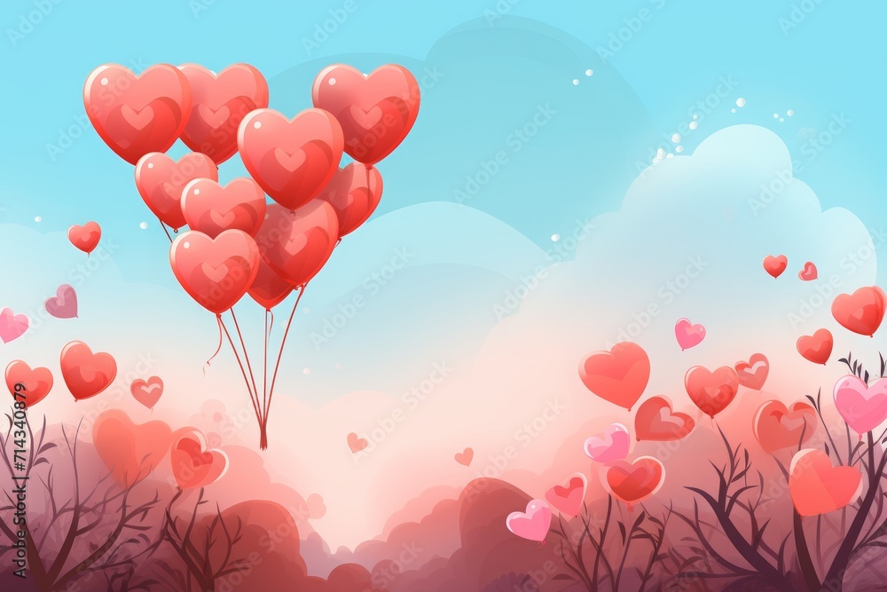 valentines day background in pink with balloons and flowers valentines day background in pink with balloons and flowers