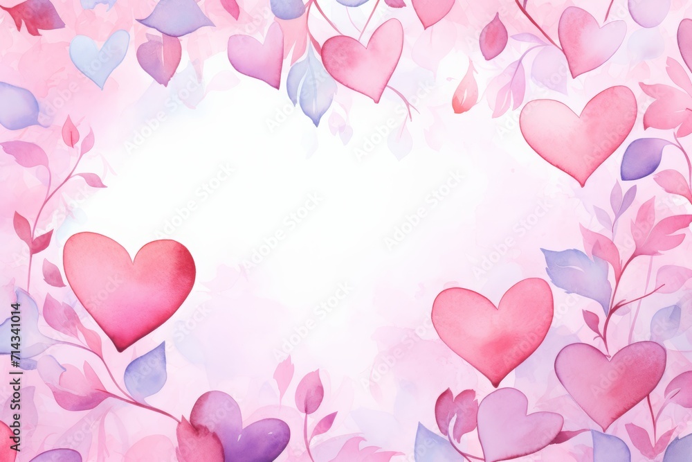beautiful watercolor floral background for valentine's day. valentine's day greeting card design with pink flowers