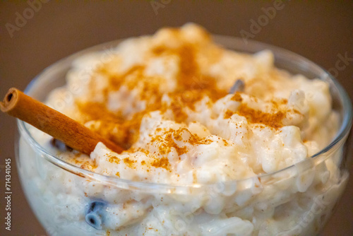 Sweet rice, traditional Brazilian dessert prepared with rice, milk, cloves, cinnamon and spices