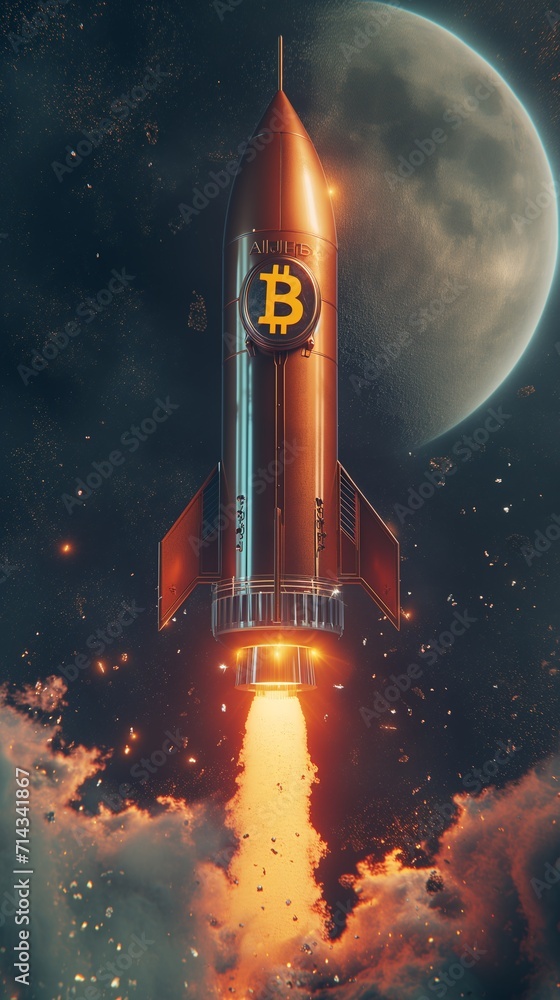 Fototapeta premium Bitcoin and cryptocurrency investing concept.