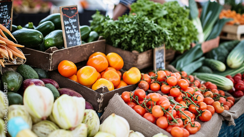 A farmer s market scene showcases an abundance of fresh produce. Ai Generative