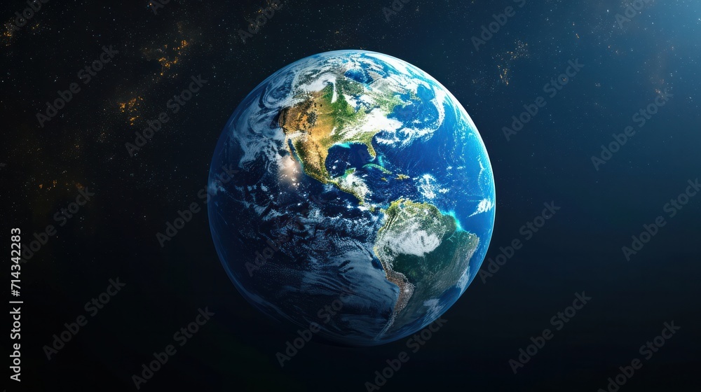 The Earth globe from Space. High Resolution Planet Earth view. 3d realistic render Illustration. Elements of this image are furnished by NASA.      