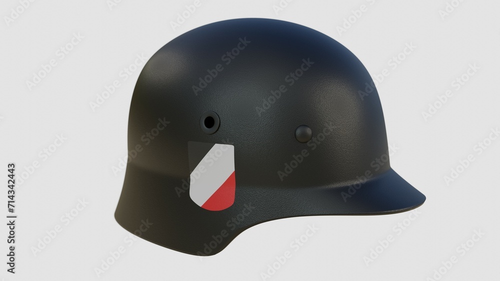 Fototapeta premium Black german WW2 helmet with decal
