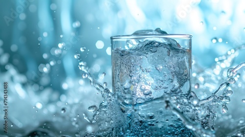  a close up of a glass of water with ice and water droplets on the inside of the glass and water droplets on the outside of the glass and on the inside of the outside of the glass.