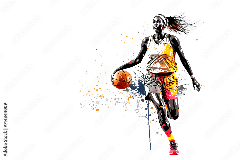 Young woman basketball player with ball. Abstract grunge background. Girl playing basketball. Young woman basketball player with ball. Abstract grunge background. Girl playing basketball.