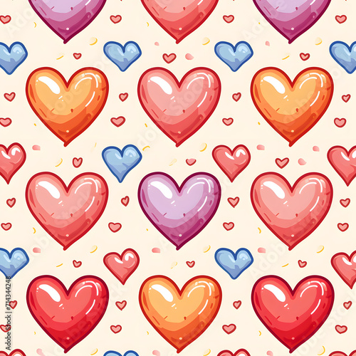 Capture the essence of joy and love with this exuberant pattern of colorful hearts, perfect for adding charm to your DIY crafts and art projects
