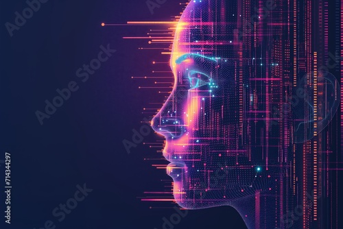 Concept of Artificial Intelligence or AI, Human face made of dots and lines - AI Generated photo