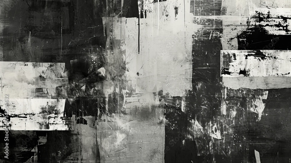 Abstract Painting, Black and White Squares