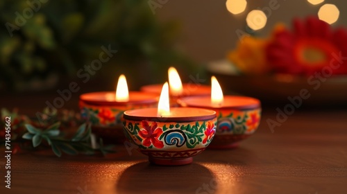 Group of Lit Candles on Table, Warm and Serene Illumination for Any Occasion