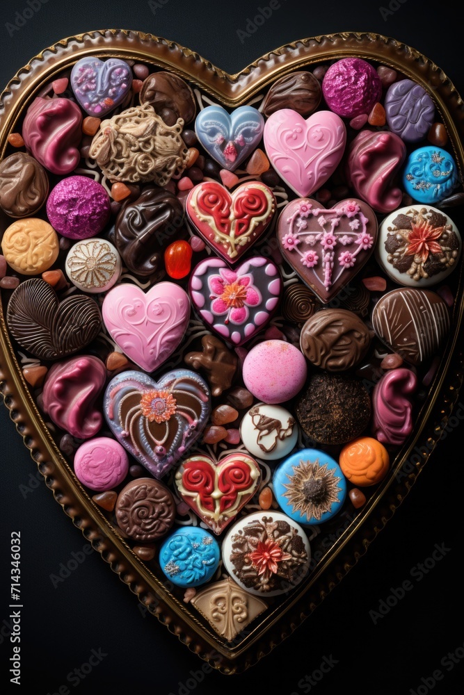 Artisan Heart Candy Assortment - Crafted Chocolate Hearts, Valentine's Day Concept Artisan Heart Candy Assortment - Crafted Chocolate Hearts, Valentine's Day Concept