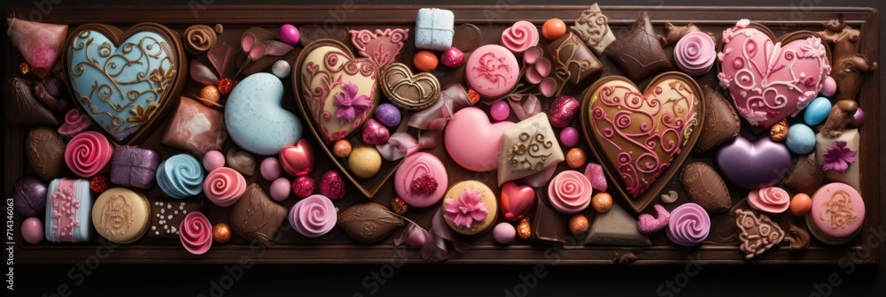 Artisan Heart Candy Assortment - Crafted Chocolate Hearts, Valentine's Day Concept