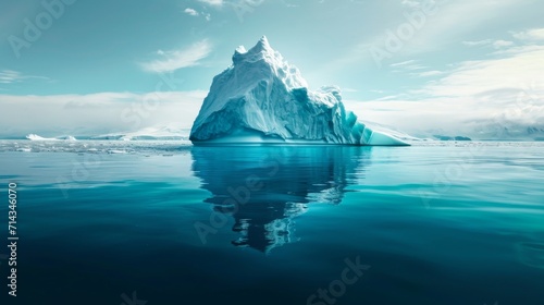 Majestic Iceberg Floating in Vast Ocean Waters
